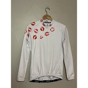 Bicycle Booth‎ BB Fleece Lined White Hot Lips Kiss Cycling Jersey, Women's Large